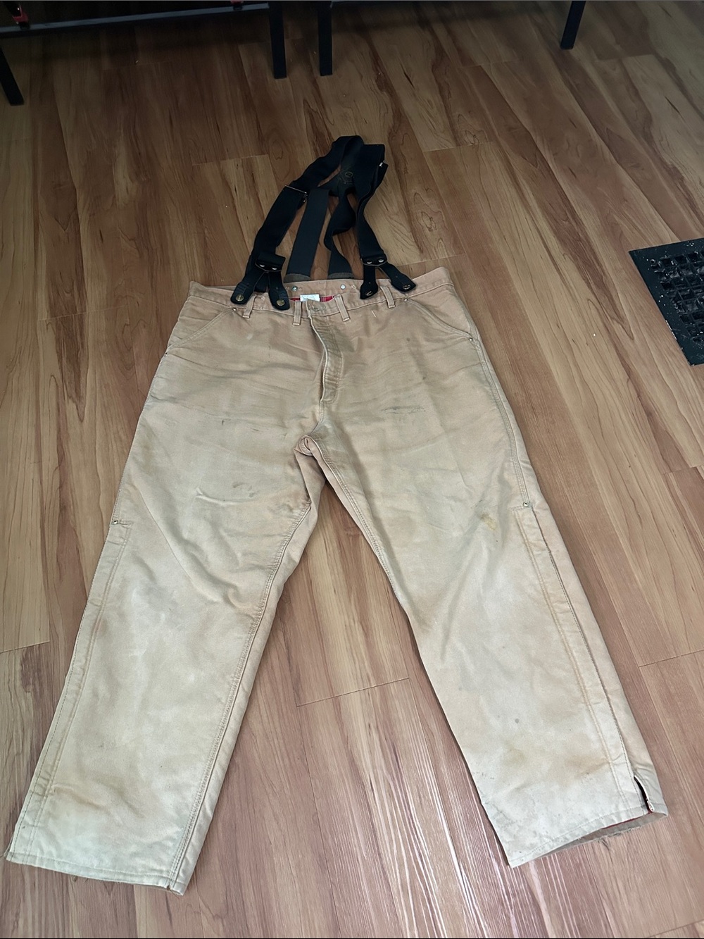 Vintage 1998 Carhartt Quilted Lined Pants 46x30 With Suspenders - USA Made